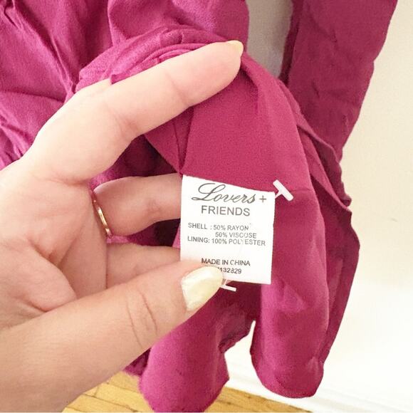 Lovers + Friends Windy Beach Mini Dress Fuchsia Plunge Back Zip Size S Small - Picture 7 of 7